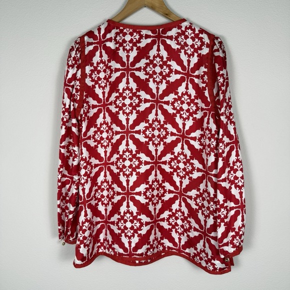 Elizabeth McKay Elephants Dancing Silk Blouse‎ Womens 12 Preppy Quiet Luxury - Picture 5 of 11